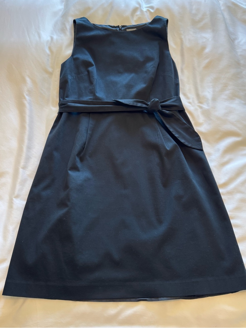 Ann Taylor Black Sleeveless Sheath Dress with Waist Tie